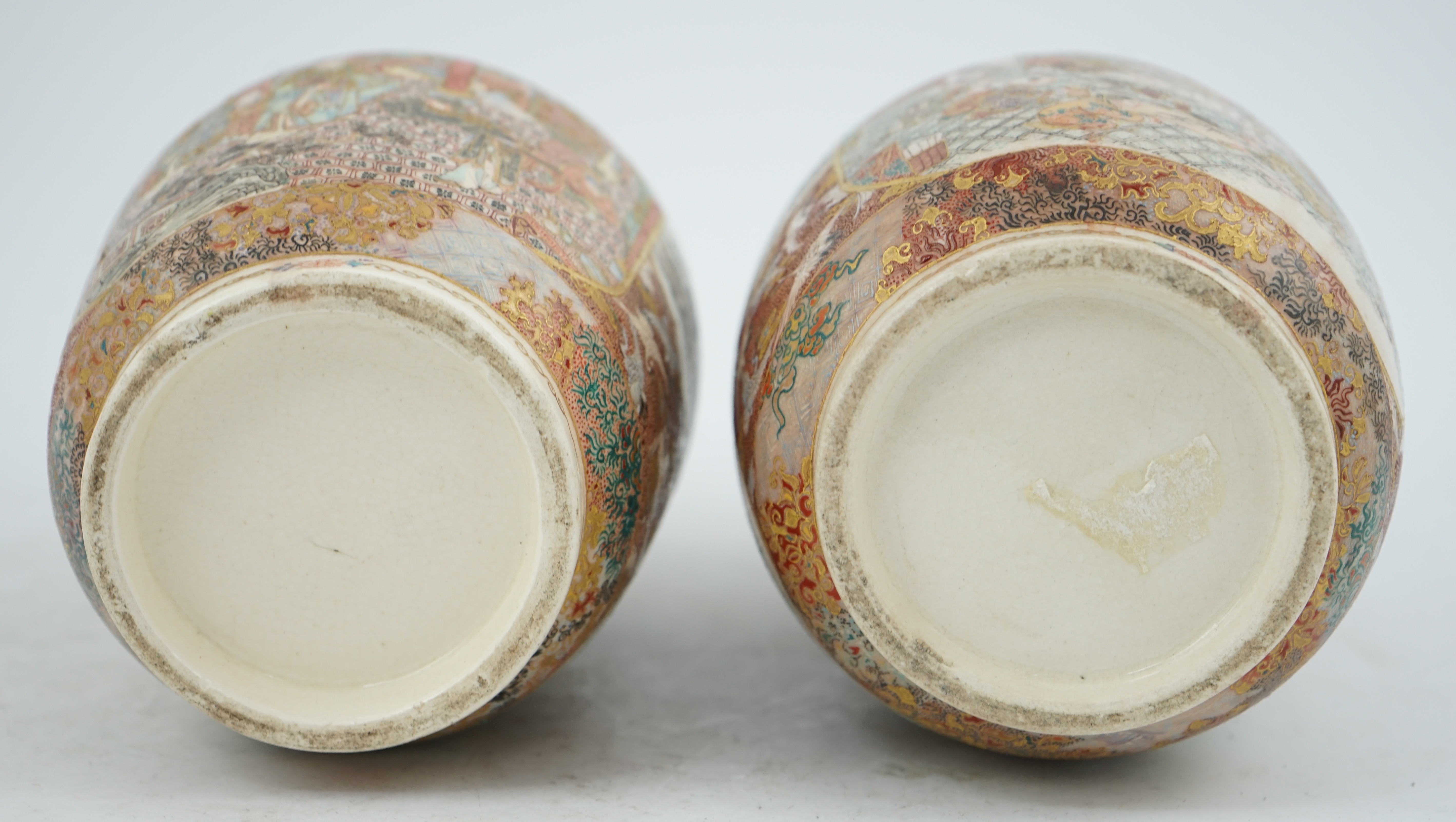 A pair of Japanese Satsuma 'boys' ovoid vases, Meiji period